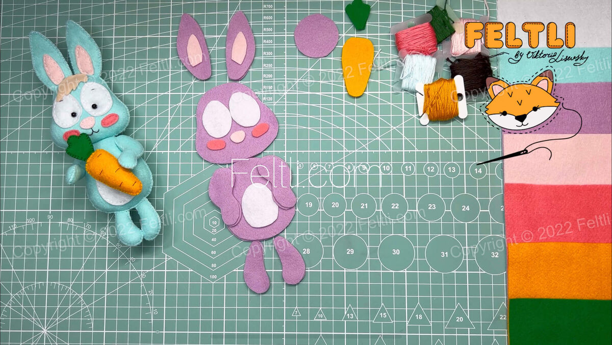 Шаг 1. Вырезаем все элементы выкройки (ссылку на выкройку ищите в самом низу). О способах вырезания выкроек из фетра можно ознакомиться здесь. 