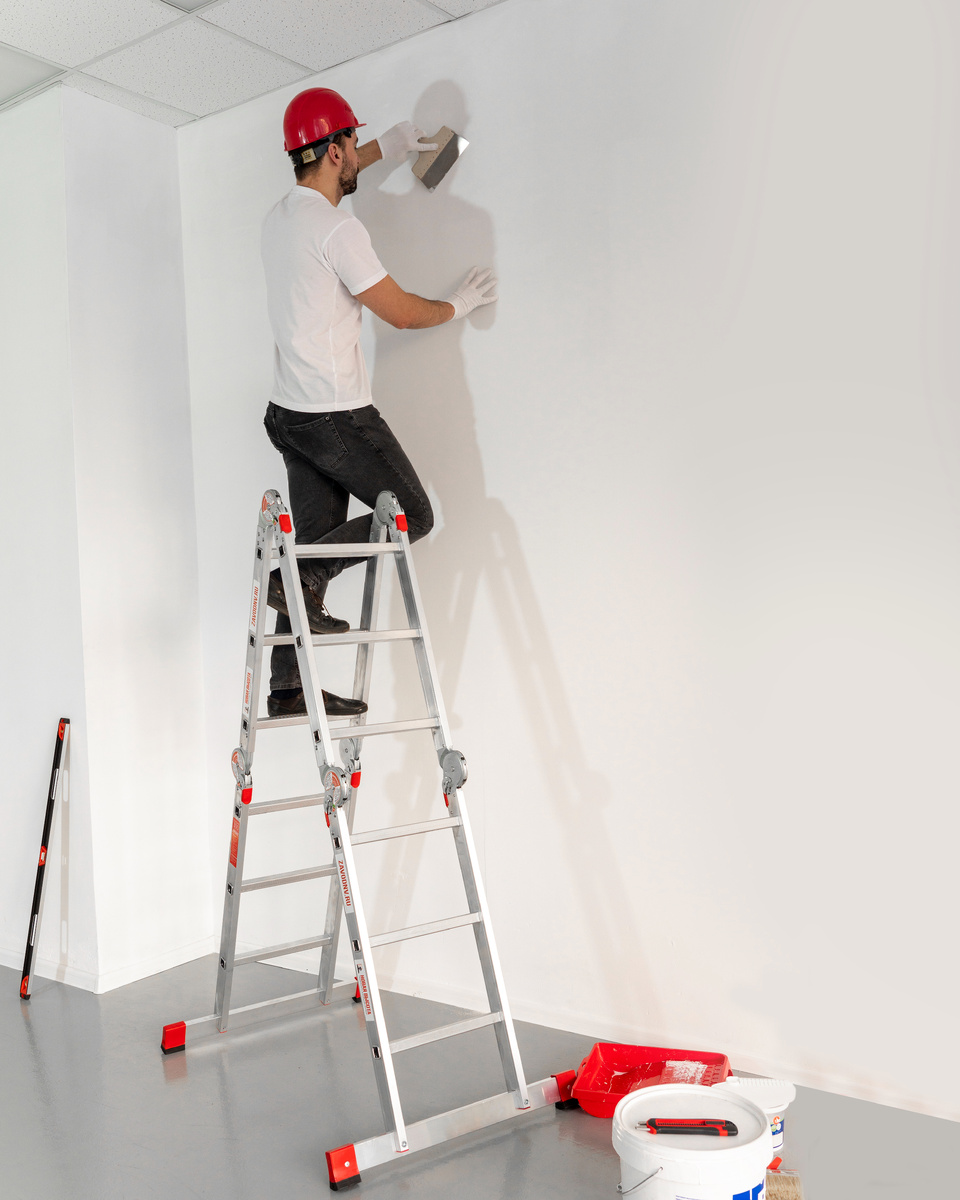 Профессиональная алюминиевая лестница-трансформер, ширина 400 мм NV 3320