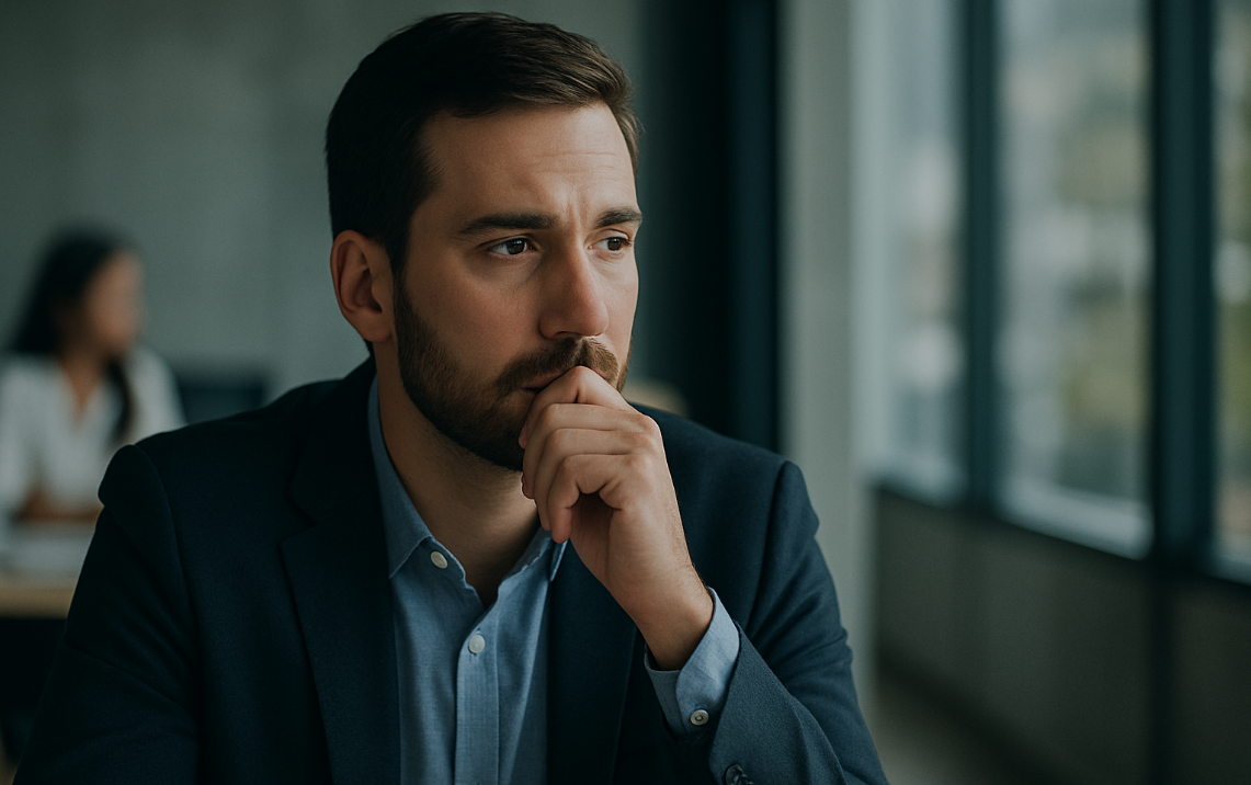 Человек молчит. Изображение из личного архива.