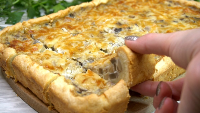 Закусочный пирог КИШ с грибами, без него в нашей семье не обходится ни одно застолье