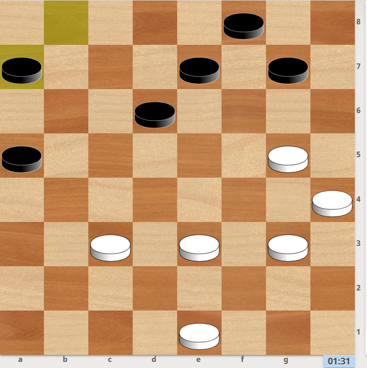 1.b4 2. d4 3. f6 4. h8 c5 =