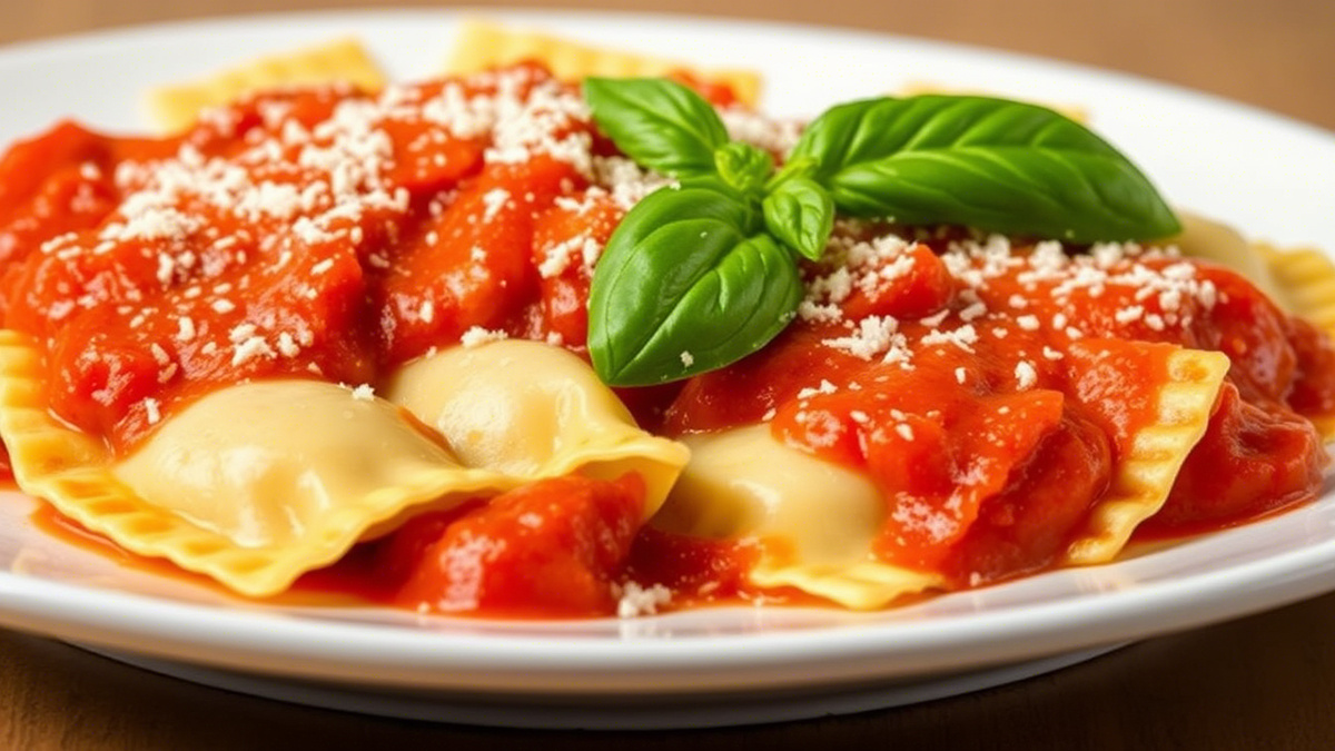 Равиоли с сыром в томатном соусе