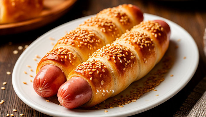 Сосиски в тесте, запечённые в духовке