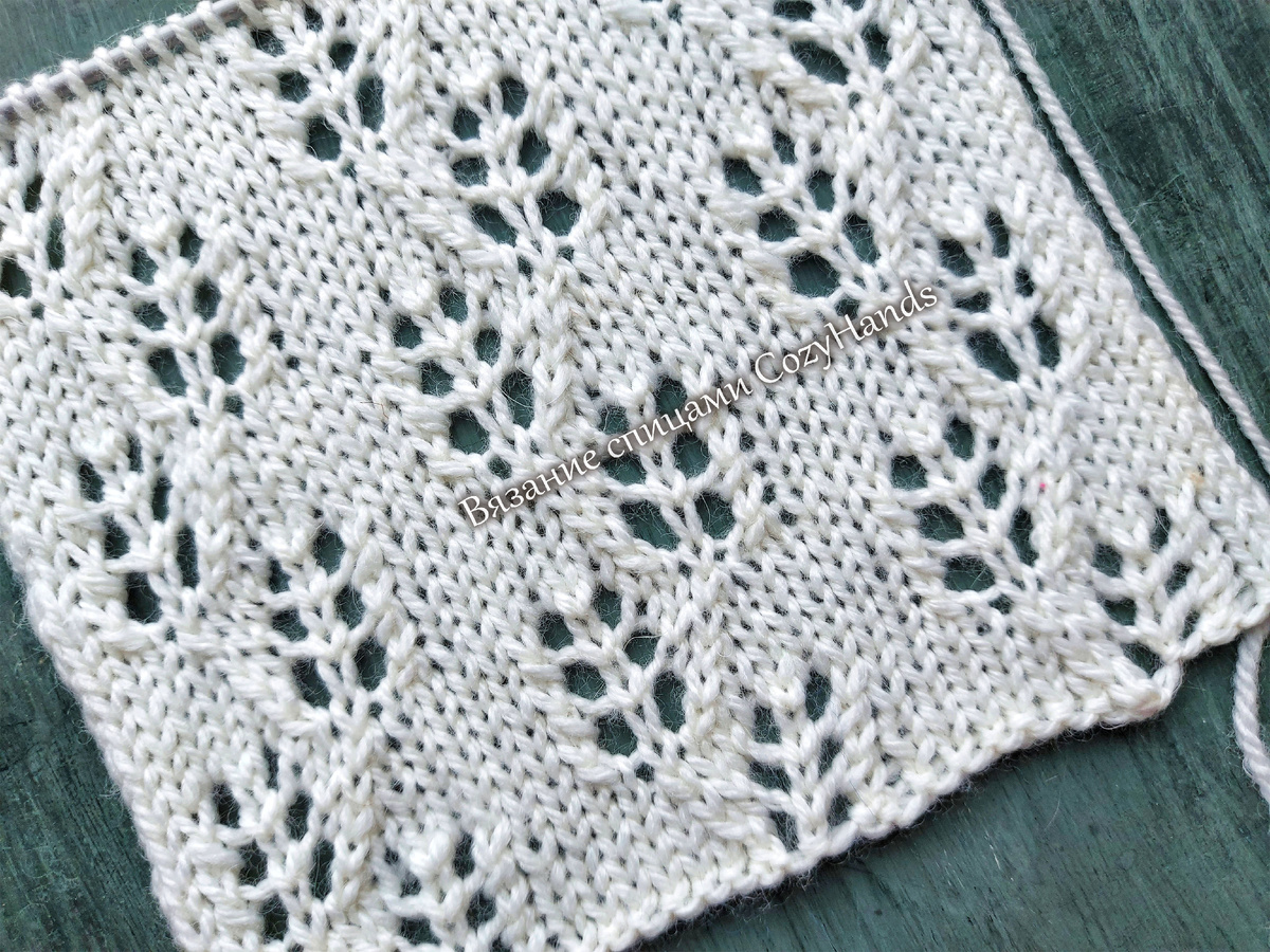 Нежнейший узор с ажурными листьями для вязания джемпера, топа