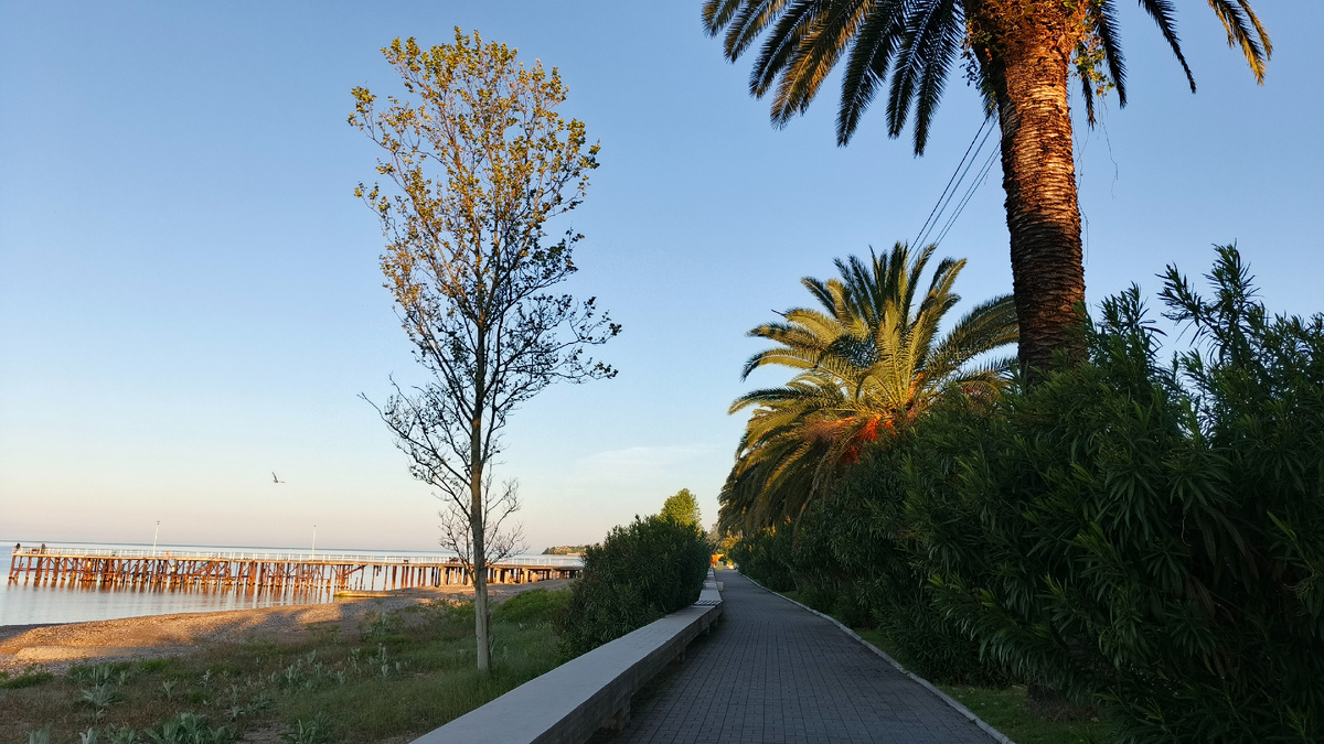 Променад вдоль Черного моря в Новом Афоне. Май 2025. Фото автора во время утренней прогулки. 
