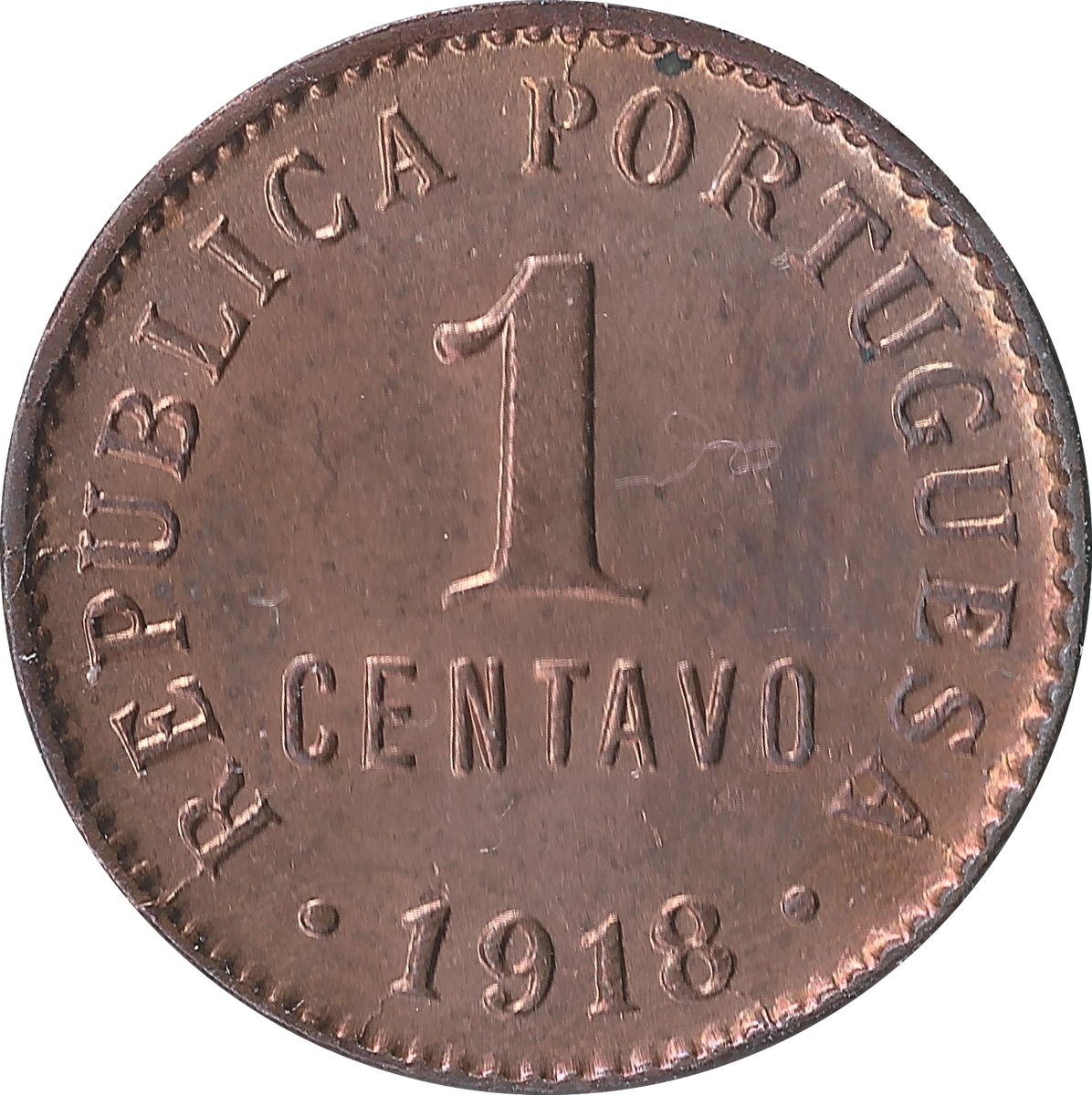 Аверс монеты 1 сентаво 1918 года.