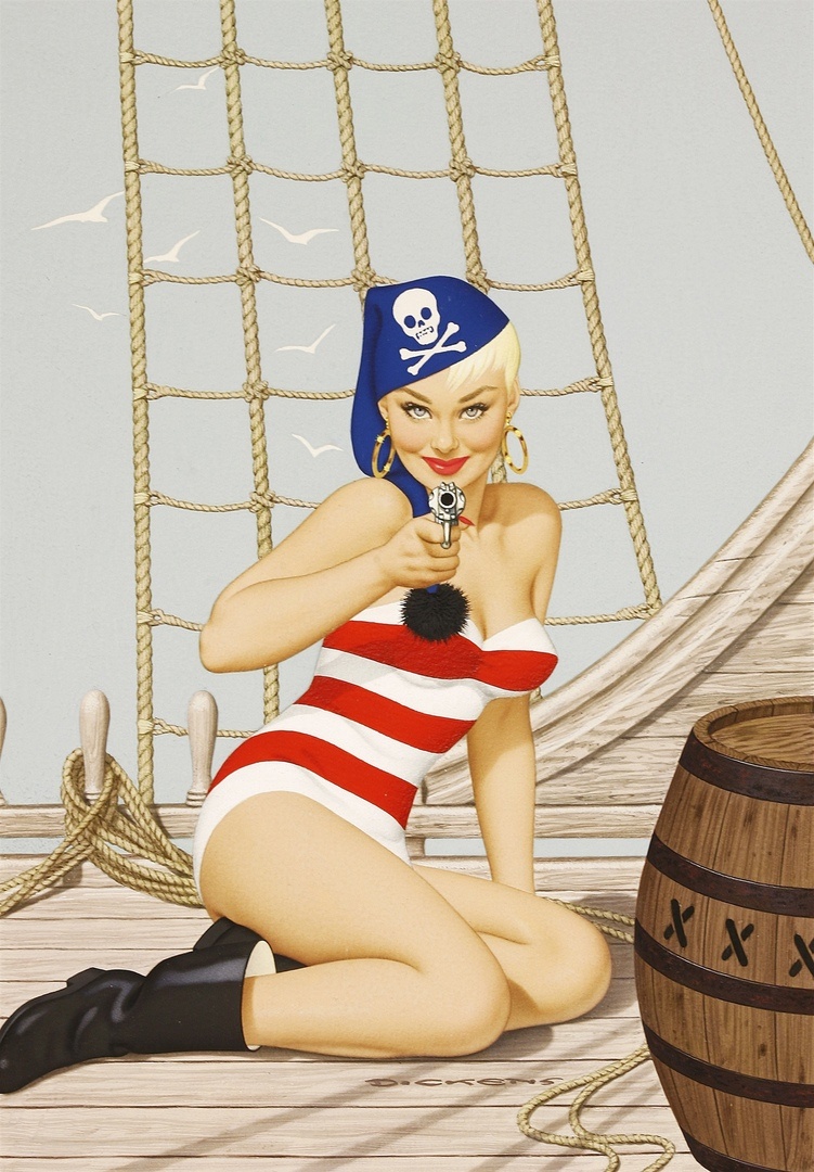 ИЛЛЮСТРАЦИЯ В СТИЛЕ " ПИН- АП " ОТ АРЧИ ДИККЕНСА Archie Dickens / 1907 - 2004 / Англия