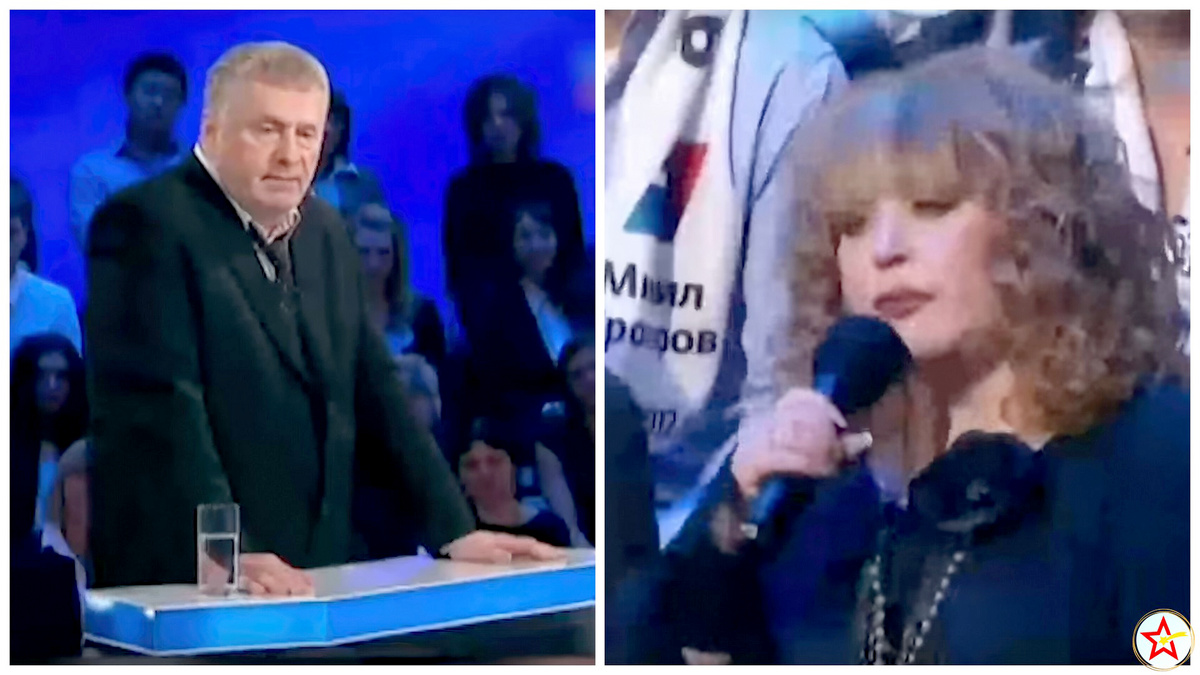 Жириновский и Пугачева в студии "Поединка"