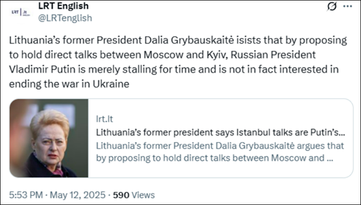    В Литве призывают не бояться русского ядерного оружия//Скриншот поста в соцсети