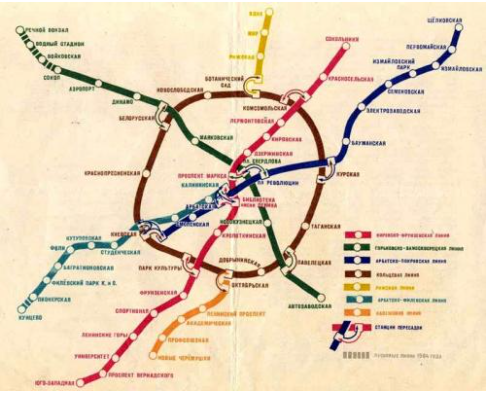 Схема Московского метро 60-е годы