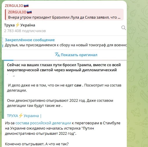    Фото: Скриншот Telegram/ZERGULIO