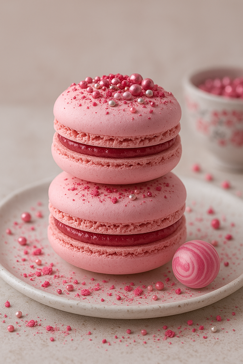 Макарунс с клубничной начинкой 