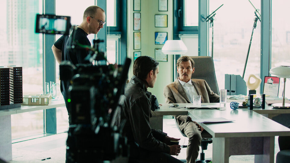    Игорь Твердохлебов, Максим Матвеев и Филипп Янковский на съемках сериала