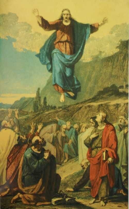 •	В 1843 году Василий Шебуев написал эскиз «Вознесение». На нем изображен вознесший руки вверх Иисус Христос в синем облачении. Эскиз лег в основу картины, которая была написана в 1847 году. Полотно хранится в Государственной Третьяковской галерее.