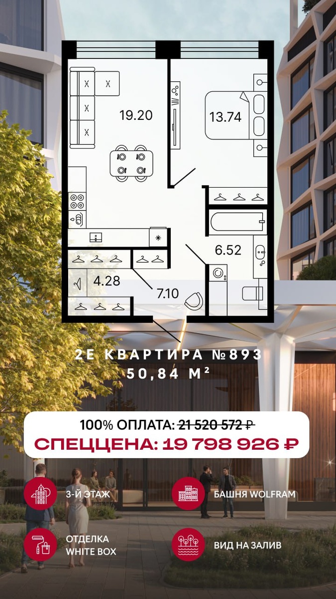 На квартиры месяца действует СПЕЦЦЕНА, при покупке по 100% оплате / классической ипотеке.
