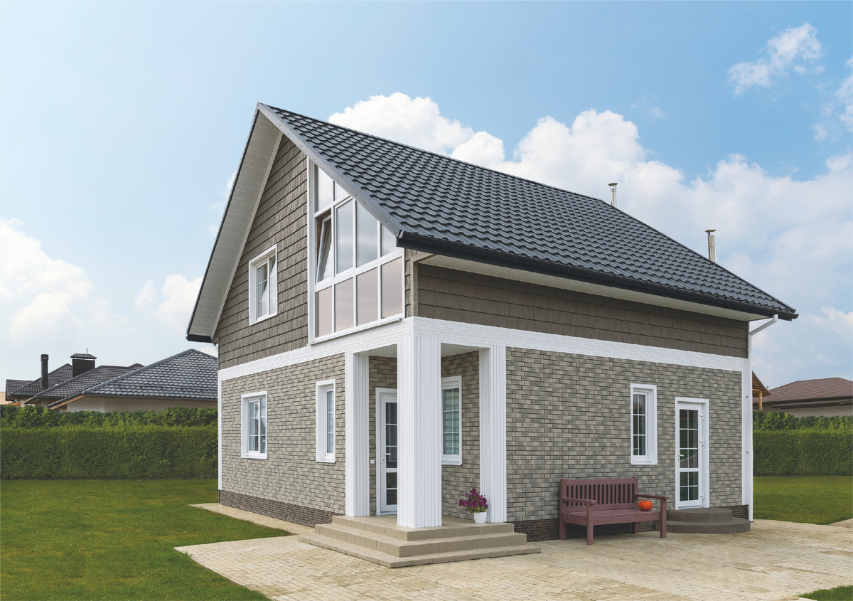 Stone House S-Lock Клинкер Балтик Холодный цемент, Hokla S-Lock Щепа Седой дуб