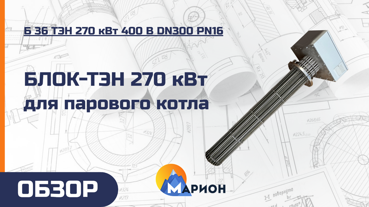 Б 36 ТЭН 270 кВт 400 В DN300 PN16 для парового электрокотла высокого давления 