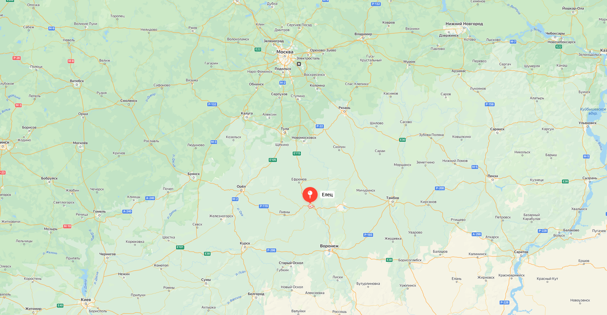 Елец на карте