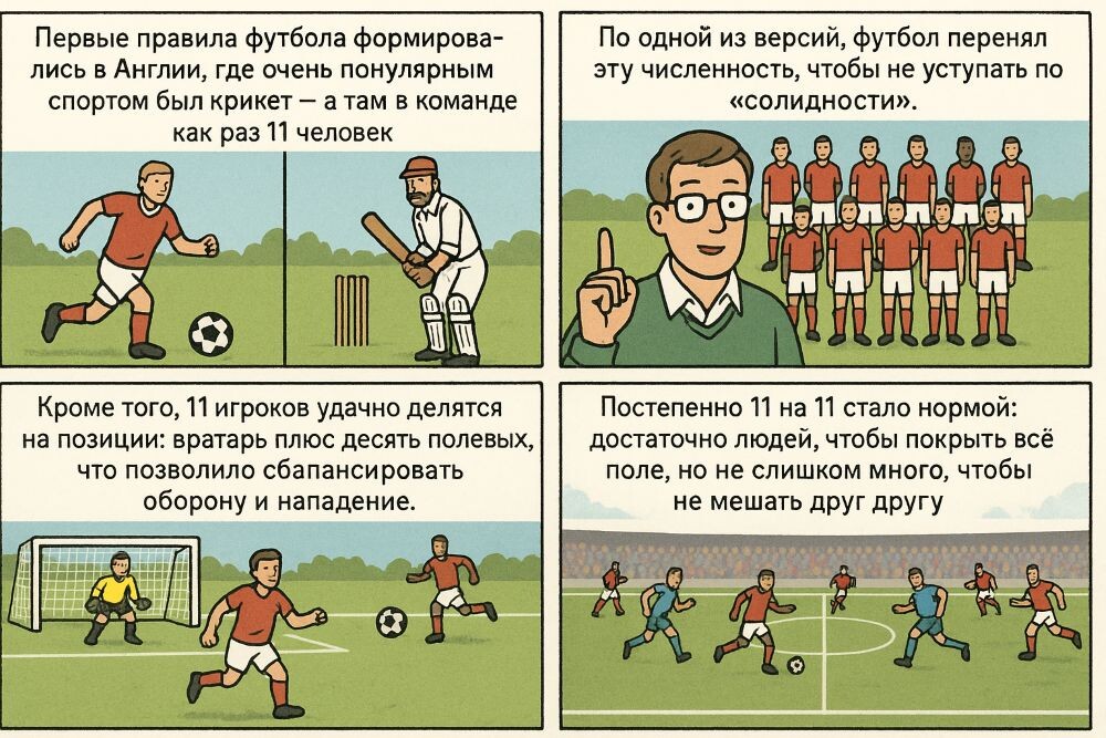 Почему в футбольной команде 11 игроков?