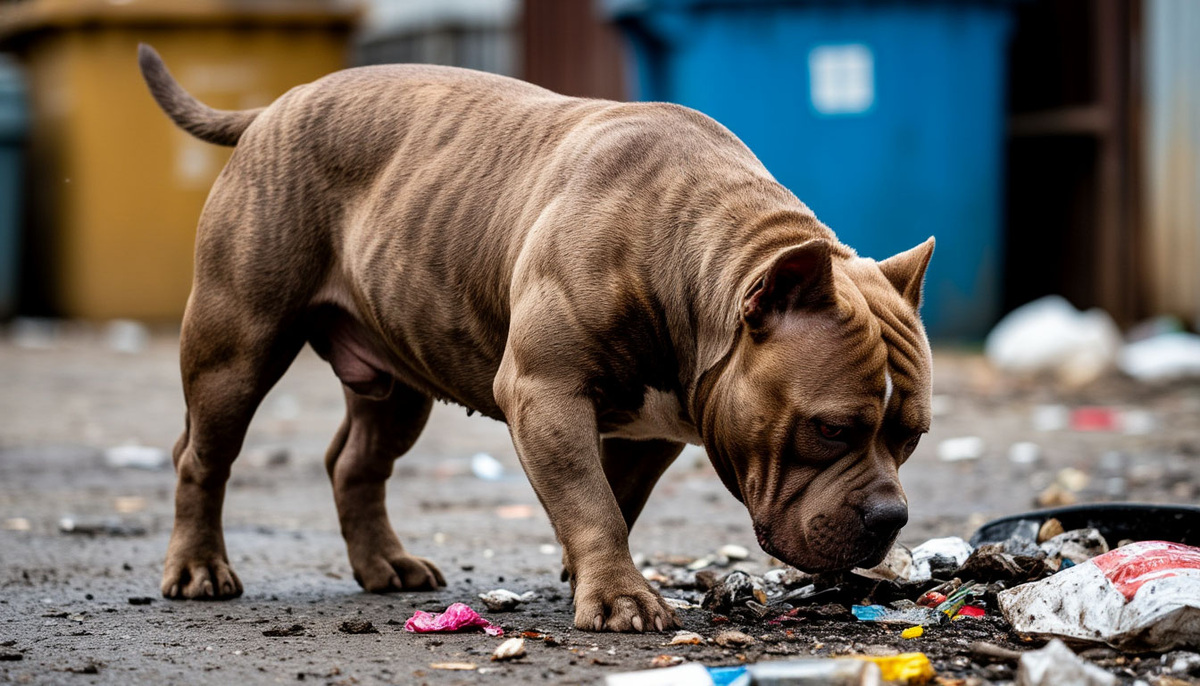 Американские булли роется в помойке