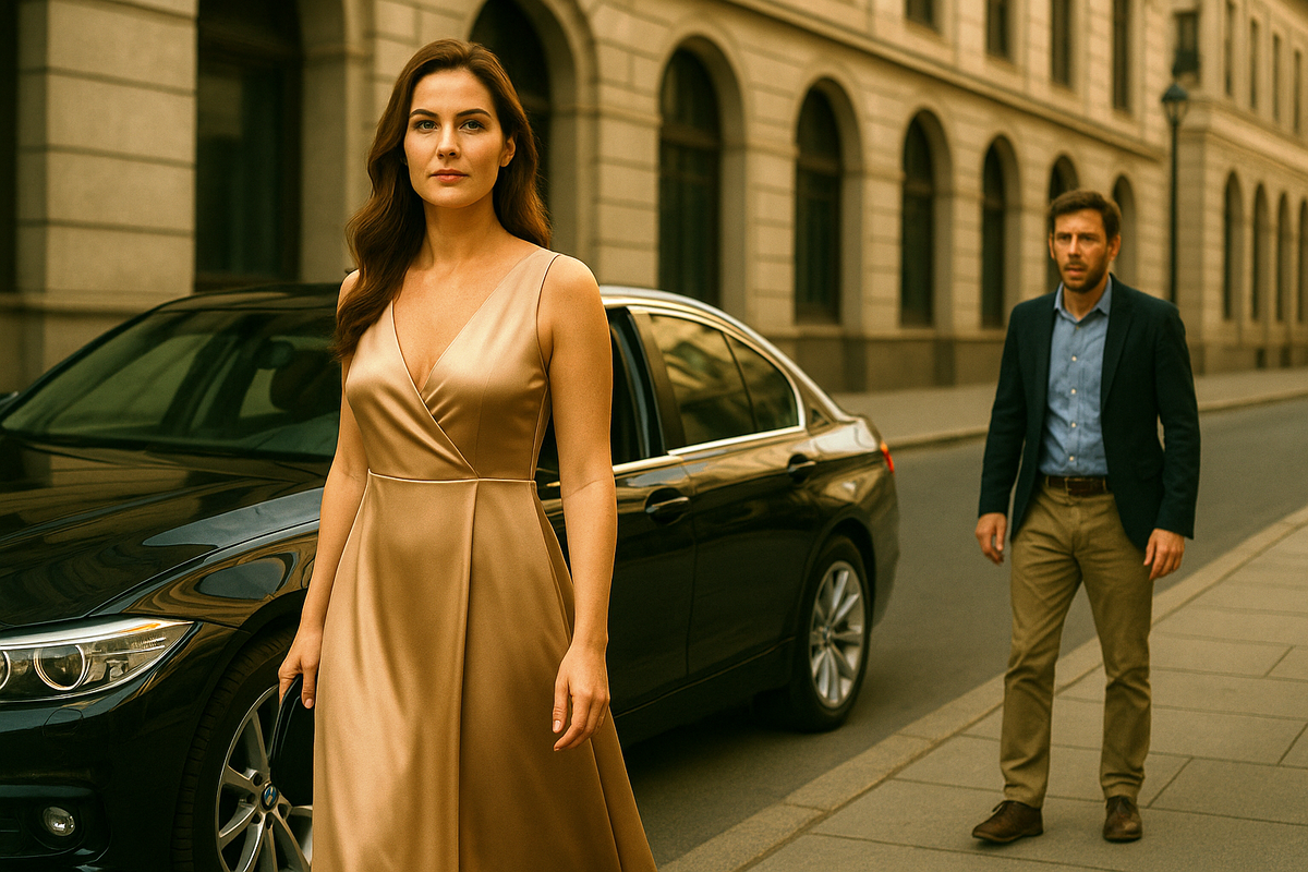 Сними с себя эту дешевку! — приказал он. Через год я вышла из машины в платье за его квартальную зарплату