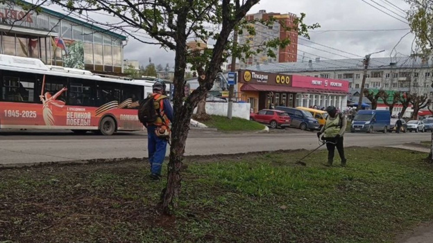    Кировские газоны начали приводить в порядок