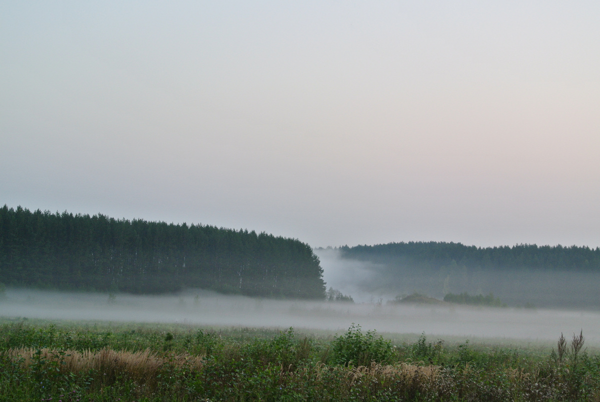 Рано-рано проснулись и стали собираться в дорогу (Живем в лесу ). Предрассветный туман завораживал. Еще с вечера загрузив  машину, собирались на Волгу в Чебоксары. но выйдя из дома вдруг жена приняла решение посмотреть Тобольк)))) Ох уж это женское непостоянство...