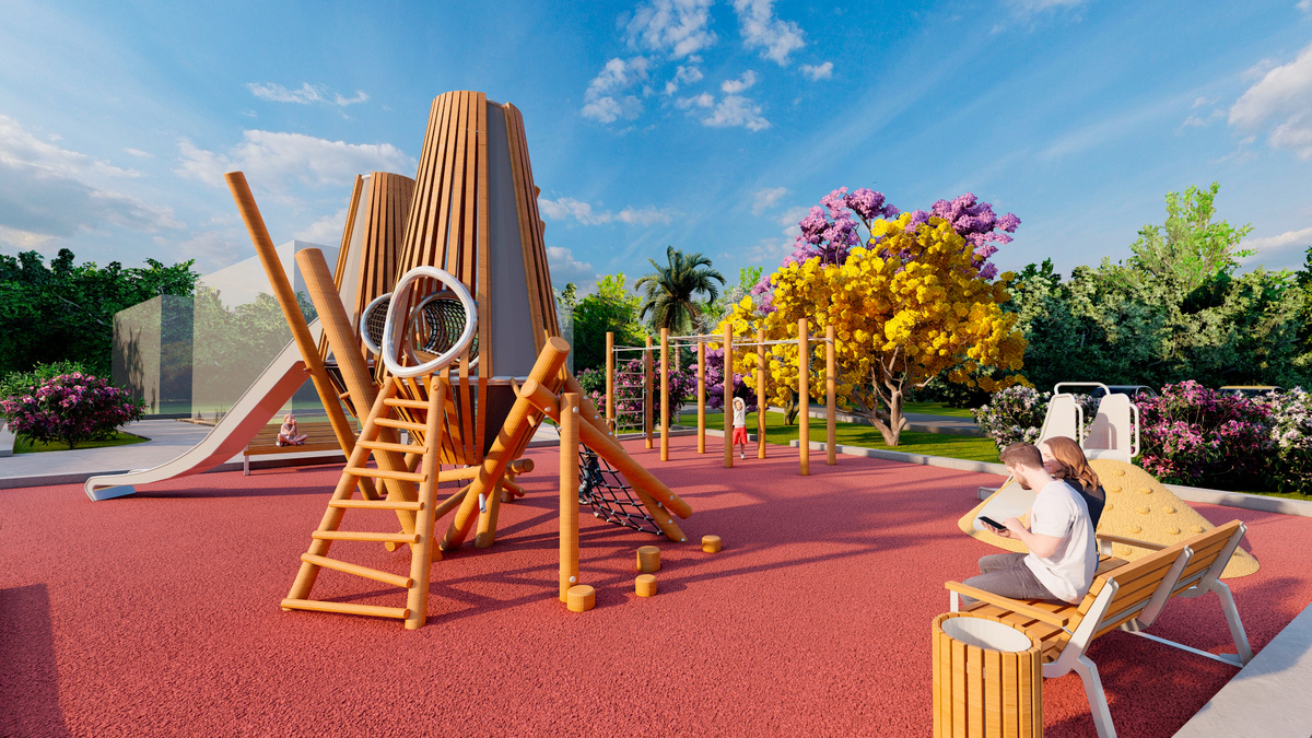 3D-визуализация детской площадки | Сочи, Лесное