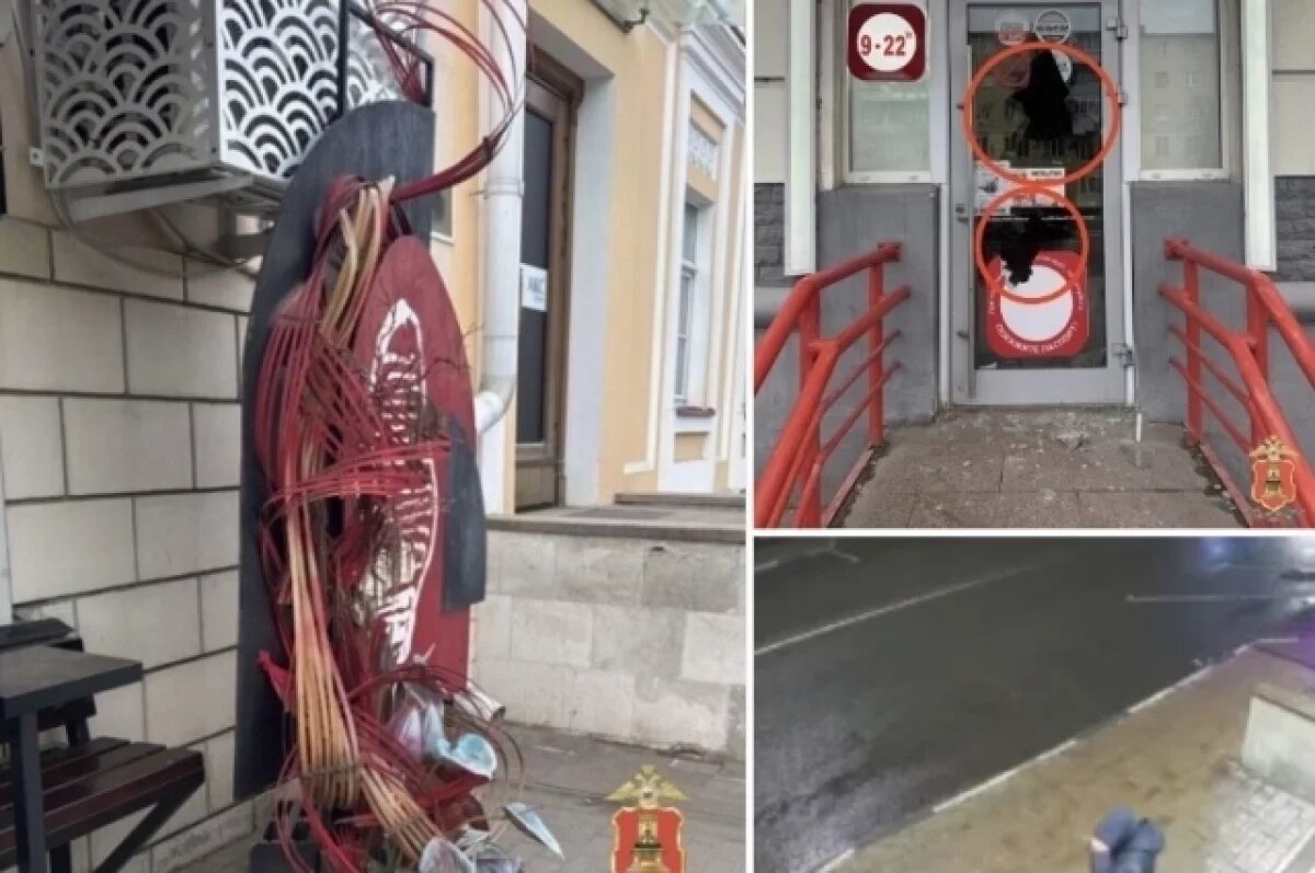   В Твери мужчина выместил злость на двери магазина
