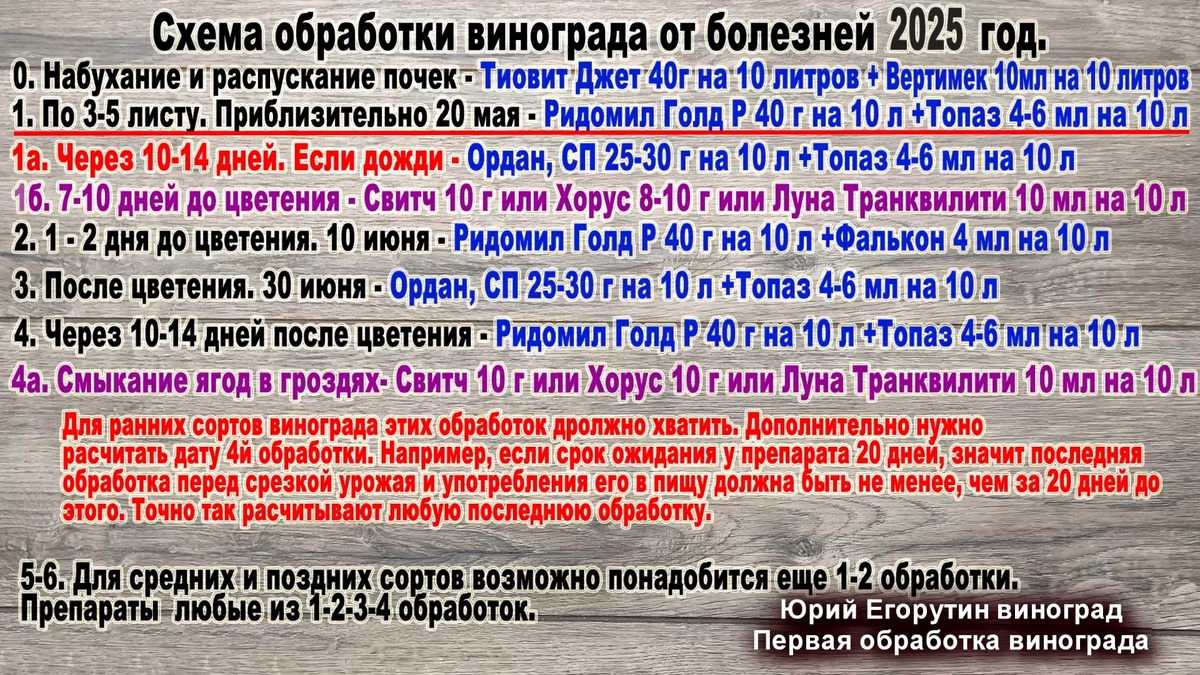 Схема обработок на сезон.