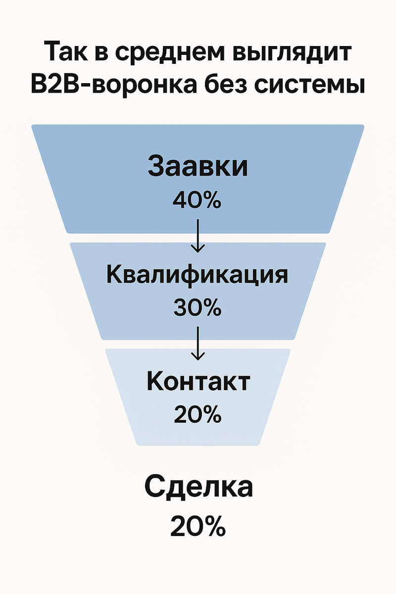 Так в среднем выглядит B2B-воронка без системы