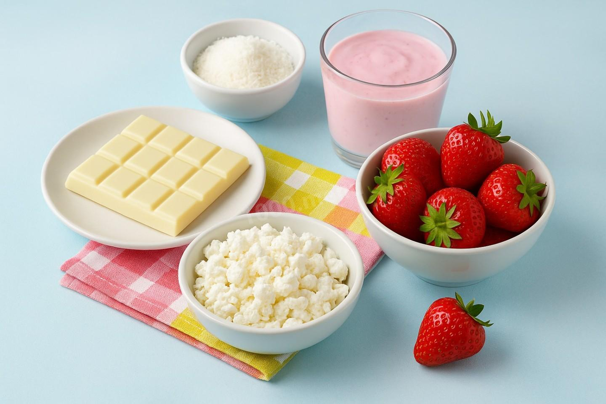 Как сделать рафаэлло клубника в белом шоколаде? Подготовьте все необходимые ингредиенты.