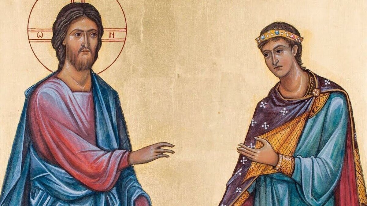 Иисус Христос и богатый юноша. Икона. 