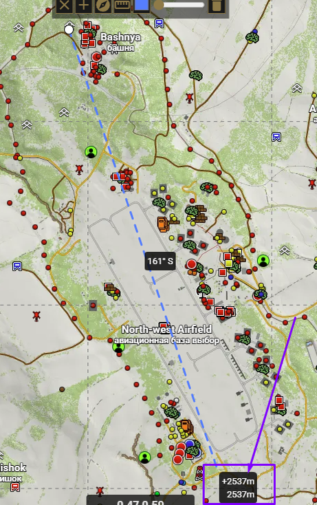 Протяженность 2500 метров. Довольно обширная зона. Если в арма дейз ещё приходя на сз ты имел выше риски тут сдохнуть, то в дейз СА из-за масштаба СЗ, она чуть уменьшается.