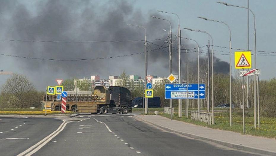    Пожар на Московском шоссе 16 мая Автор фото: t.me/Megapolisonline