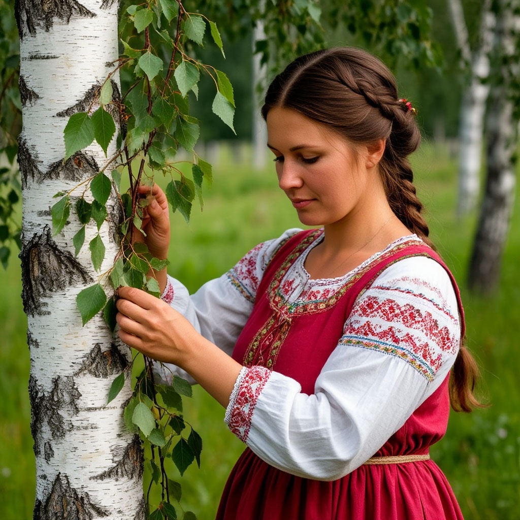 В день Семика, девушки шли в лес и  завивали венки из веток берёз.