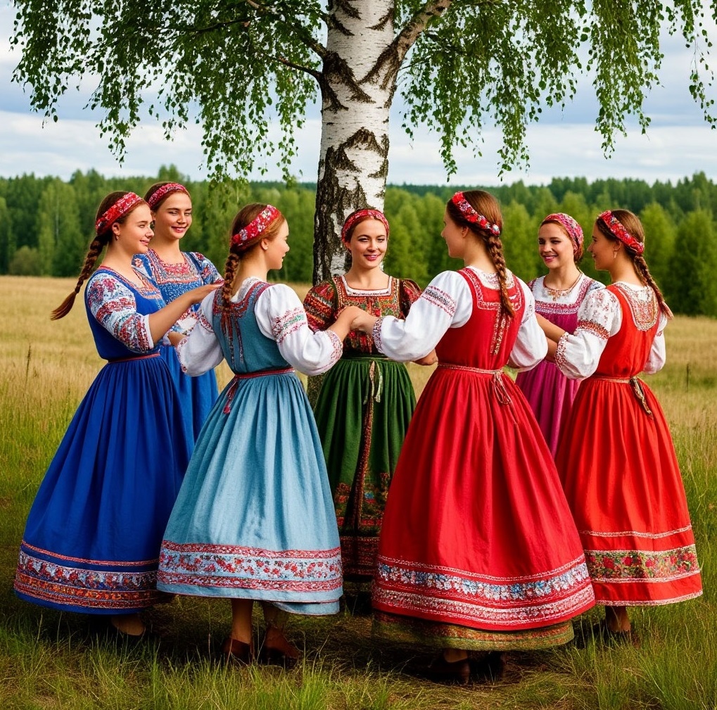 Девушки у берёзы