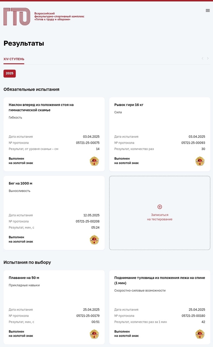    Результаты сдачи ГТО Алексея Бахилина. Фото: «Выборы в Карелии»