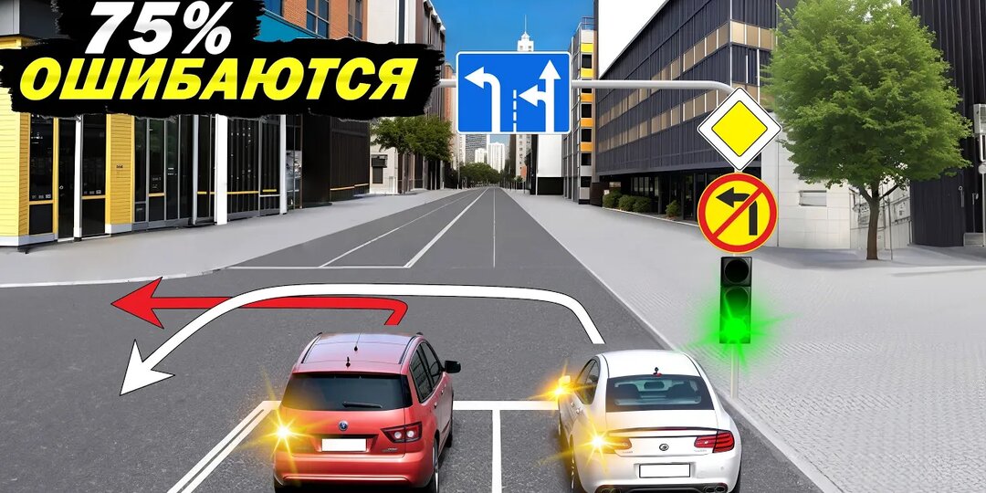 Водитель какого автомобиля НАРУШИТ ПРАВИЛА, выполнив задуманный манёвр?