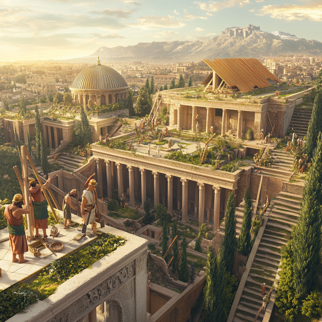    Как современные технологии могли бы изменить архитектуру древности: представляем альтернативное будущее с двухскатными кровлями и энергоэффективными материалами Rafael