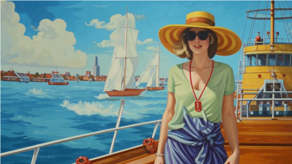 Под несуразным нарядом красотка.