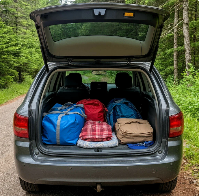 Создано нейросетью. Конечно, у меня гораздо больше вещей в машине)