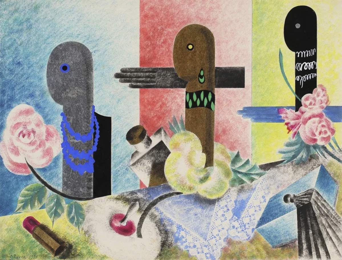 Александра Кольцова-Бычкова, «Новинки (рисунок витрины магазина)», 1931