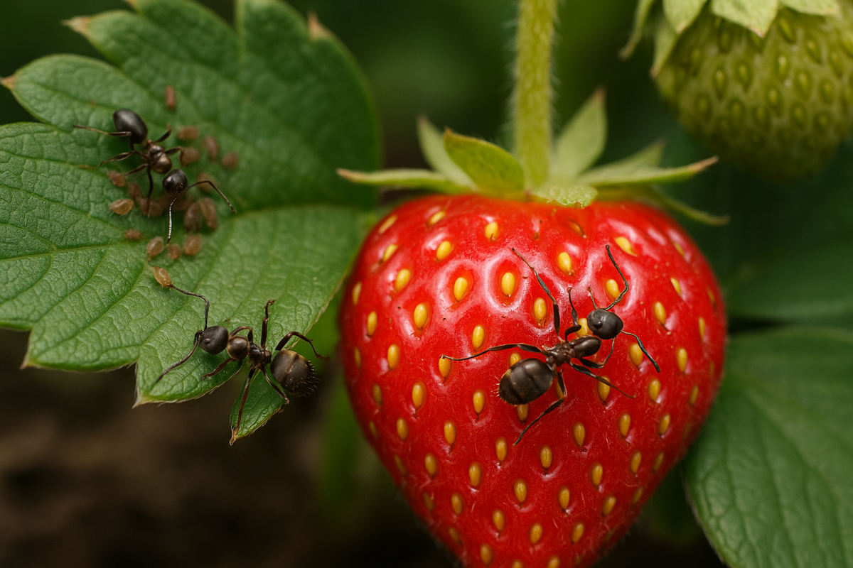 Муравьи на клубнике