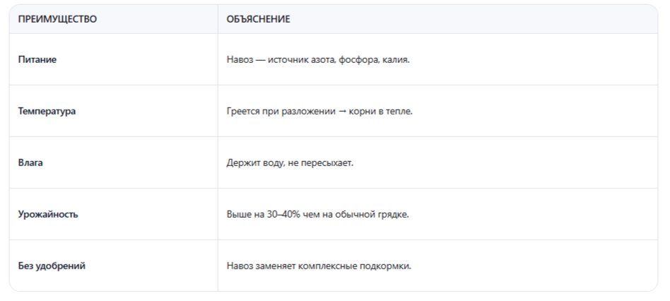 Почему я использую навоз в грядке: таблица преимуществ