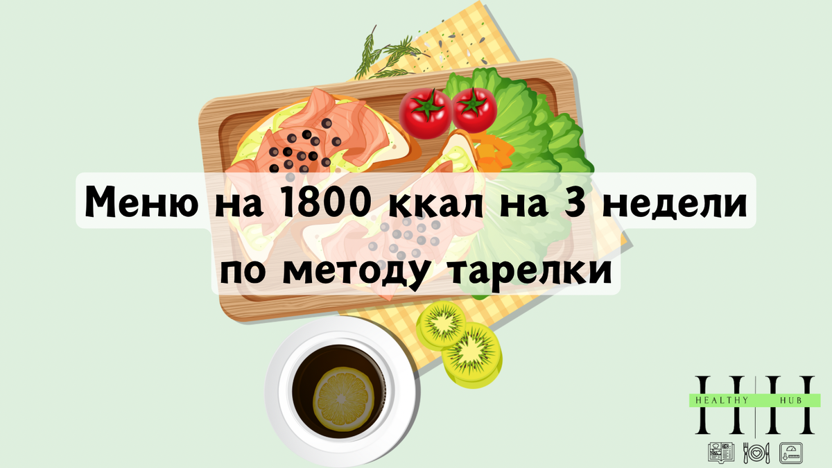 Рацион на 1800 ккал по методу тарелки здорового питания от нутрициолога