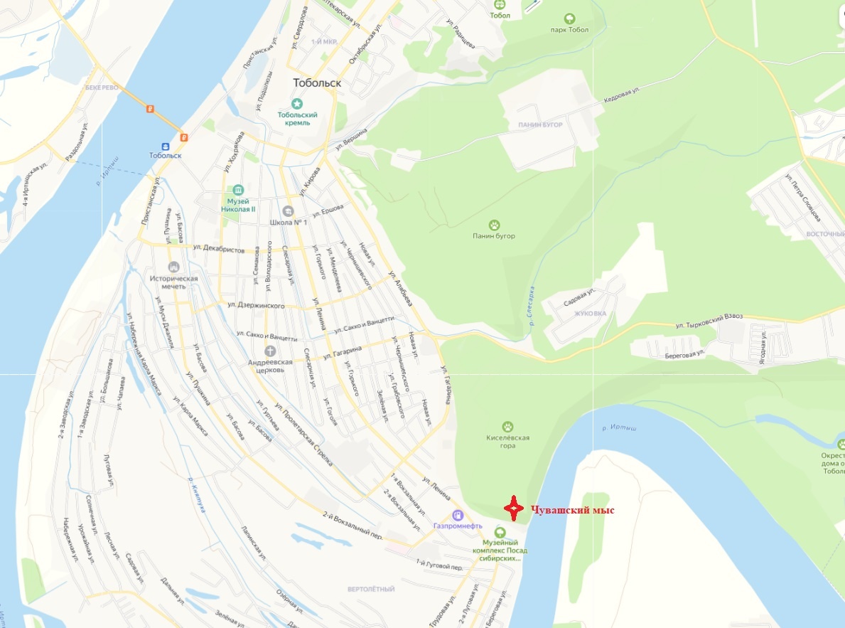 Карта расположения Чувашского мыса