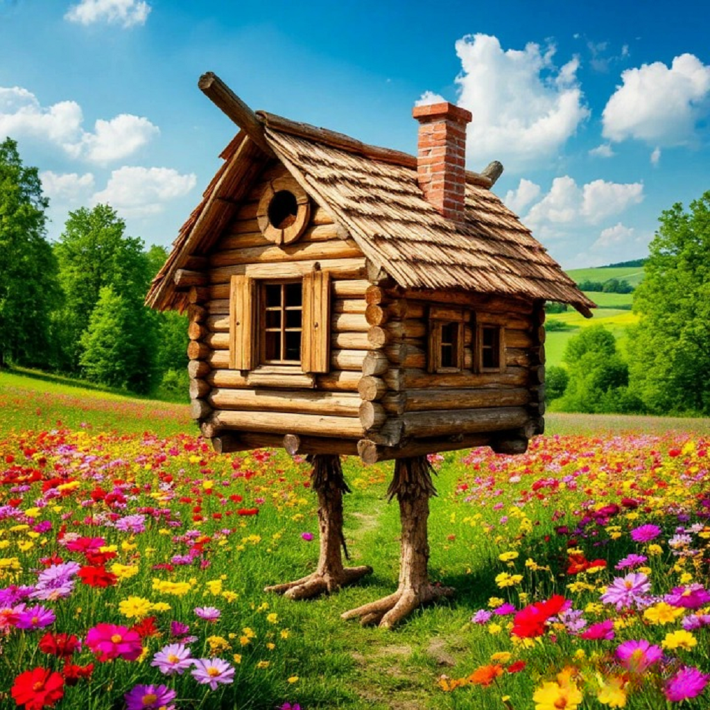 Избушка Василисы. Иллюстрация создана нейросетью для онлайн генерации картинок «Шедеврум»