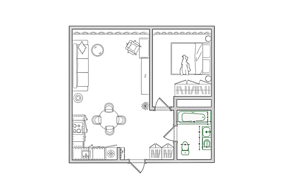 Итоговая планировка и расстановка мебели