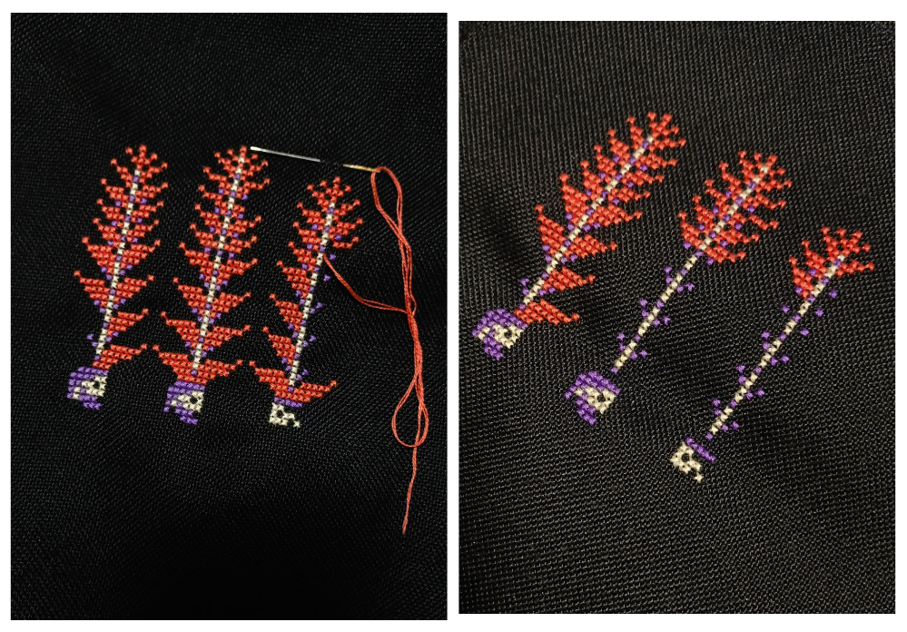 Прогресс в вышивке по схеме Петров крест